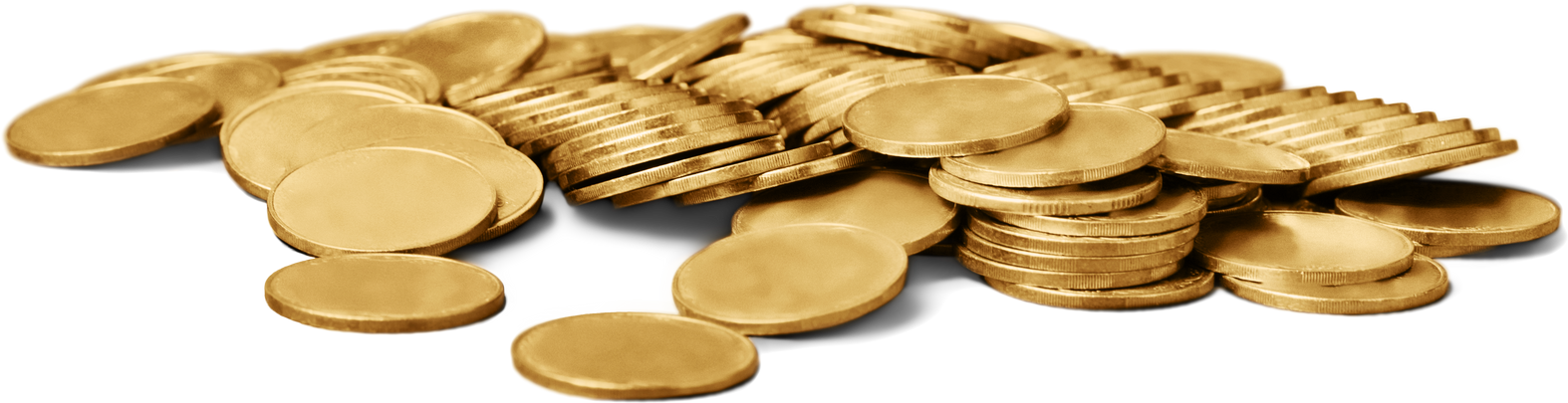 Golden Coins on a White Background